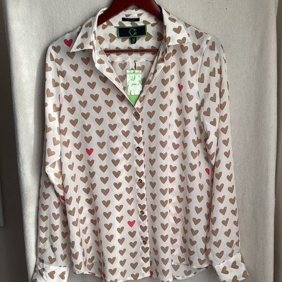 Silk Button Down Blouse size M - Picture 4 of 11